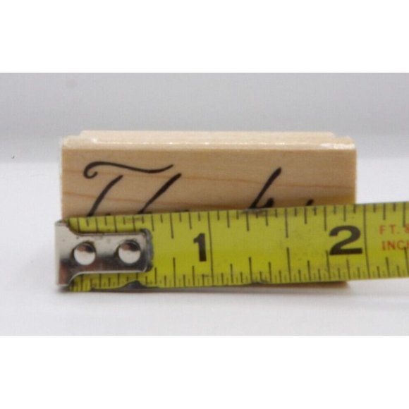 Stamp  "Thanks" in Script Stampin' Up! ©2000 Wood/Rubber 2"x1" - Picture 3 of 4